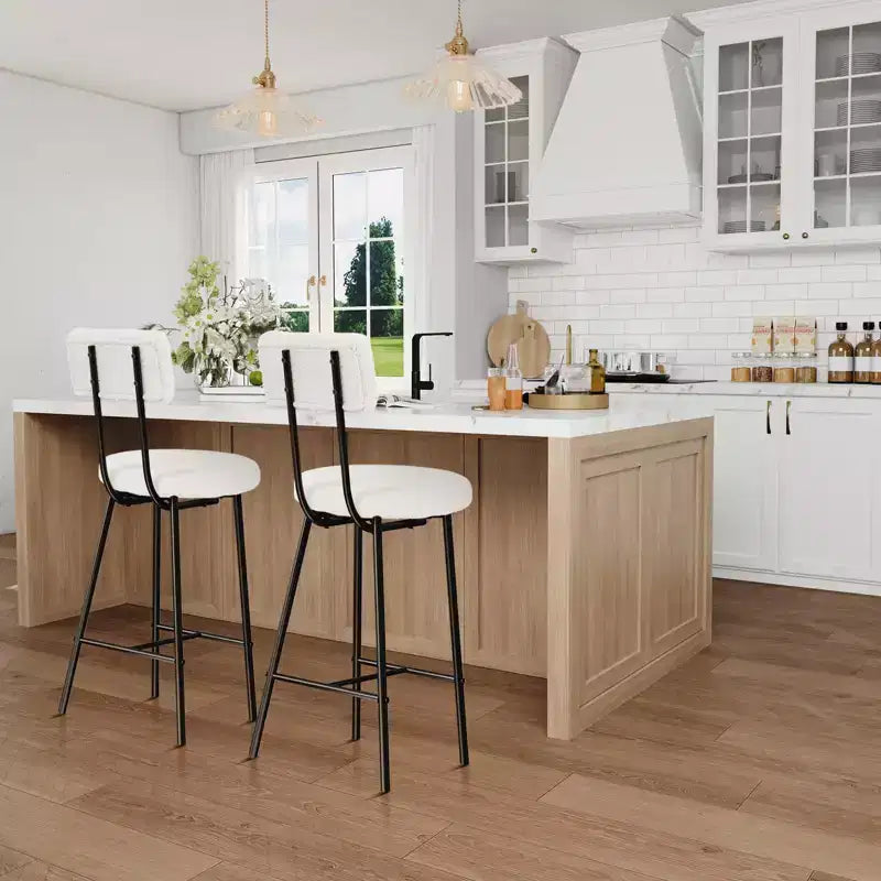 GustoWave Sgabelli da bar set da 2, sgabelli da bar moderni con schienale, sgabelli da isola con altezza seduta di 56 cm e gambe in metallo per bar, cucina