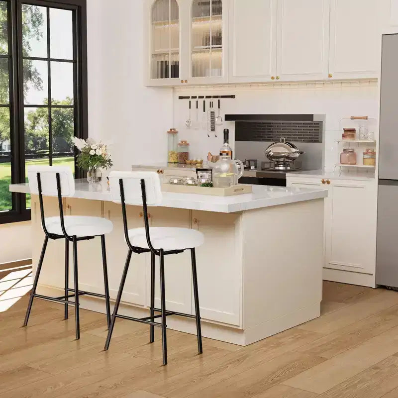 GustoWave Sgabelli da bar set da 2, sgabelli da bar moderni con schienale, sgabelli da isola con altezza seduta di 56 cm e gambe in metallo per bar, cucina
