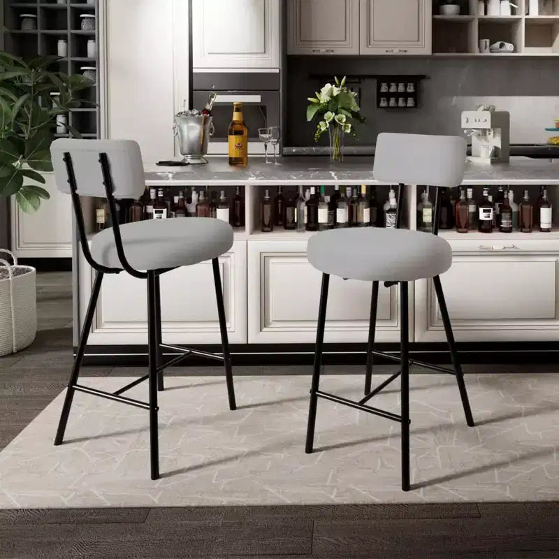 GustoWave Sgabelli da bar set da 2, sgabelli da bar moderni con schienale, sgabelli da isola con altezza seduta di 56 cm e gambe in metallo per bar, cucina