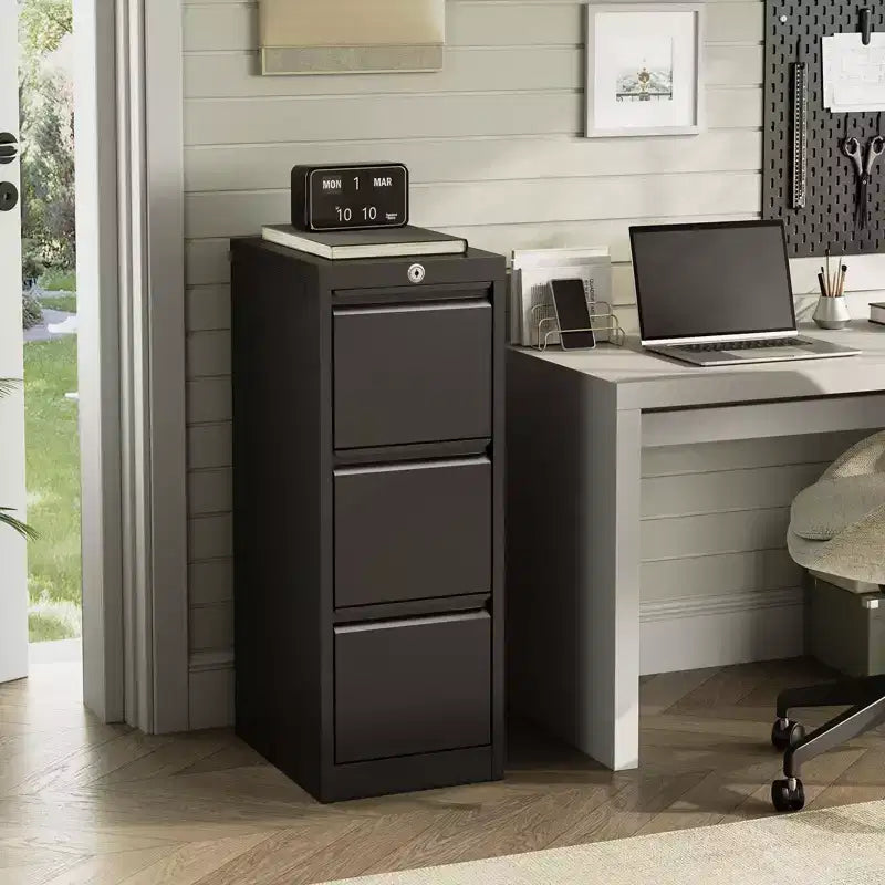 Armadietto metallico portadocumenti con serratura - Organizzatore verticale a 3 cassetti per cartelle formato Letter/Legale/A4, per ufficio