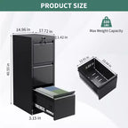 Armadietto metallico portadocumenti con serratura - Organizzatore verticale a 3 cassetti per cartelle formato Letter/Legale/A4, per ufficio