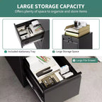 Armadietto metallico portadocumenti con serratura - Organizzatore verticale a 3 cassetti per cartelle formato Letter/Legale/A4, per ufficio