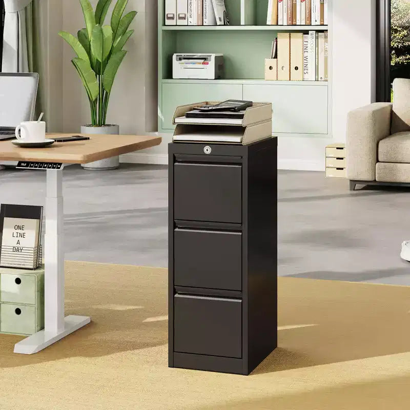 Armadietto metallico portadocumenti con serratura - Organizzatore verticale a 3 cassetti per cartelle formato Letter/Legale/A4, per ufficio