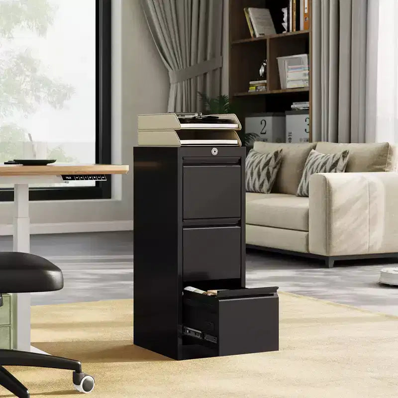 Armadietto metallico portadocumenti con serratura - Organizzatore verticale a 3 cassetti per cartelle formato Letter/Legale/A4, per ufficio