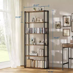 Acekool 71 Libreria in Legno, Scaffale Industriale a 6 Livelli con Struttura in Metallo, Grande Scaffale Aperto per Camera da Letto, Soggiorno, Ufficio, Marrone