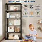 Acekool 71 Libreria in Legno, Scaffale Industriale a 6 Livelli con Struttura in Metallo, Grande Scaffale Aperto per Camera da Letto, Soggiorno, Ufficio, Marrone