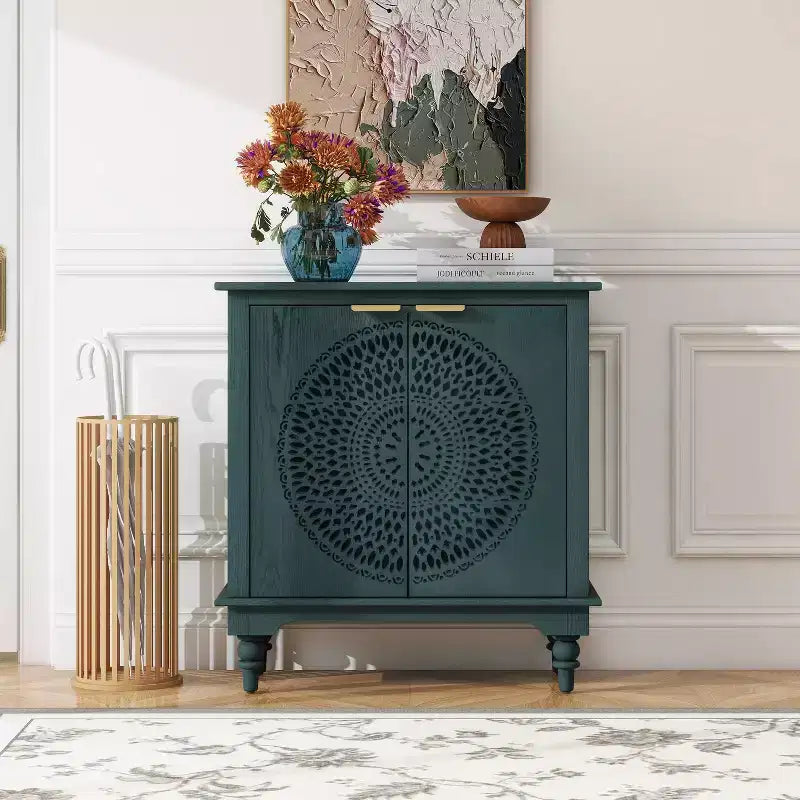 Okak Vintage Madia Credenza, Mobile Contenitore Decorativo con 2 Ante e Ripiani Regolabili, Tavolo Consolle per Cucina Soggiorno/Sala da Pranzo