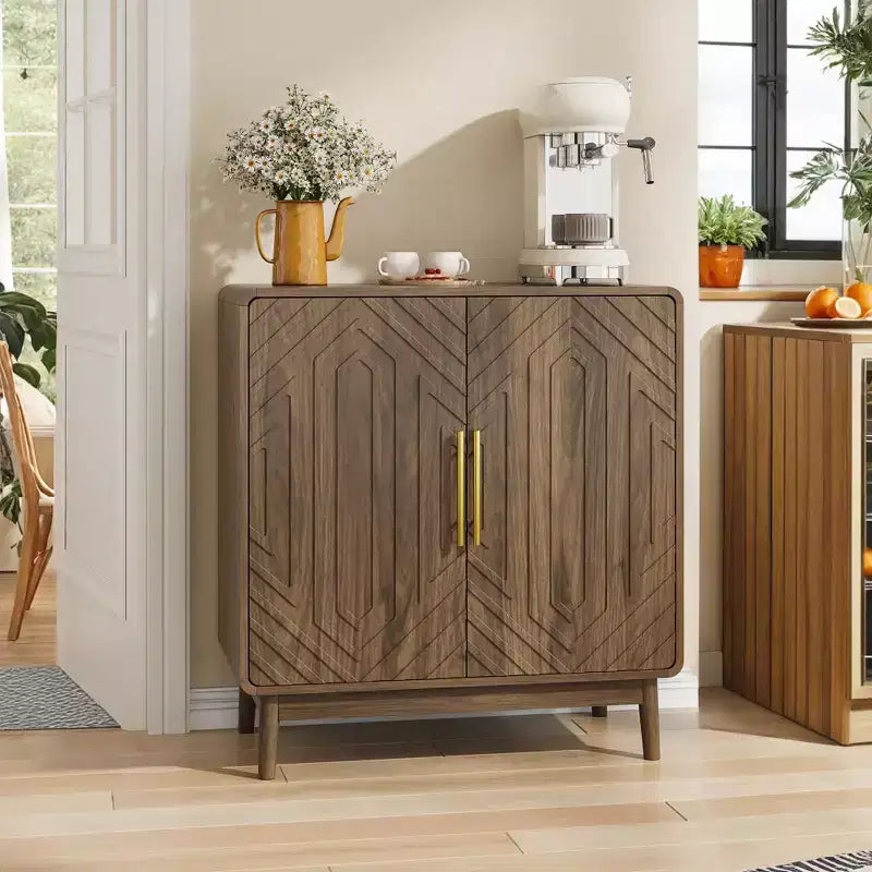 Okak Vintage Madia Credenza, Mobile Contenitore Decorativo con 2 Ante e Ripiani Regolabili, Tavolo Consolle per Cucina Soggiorno/Sala da Pranzo