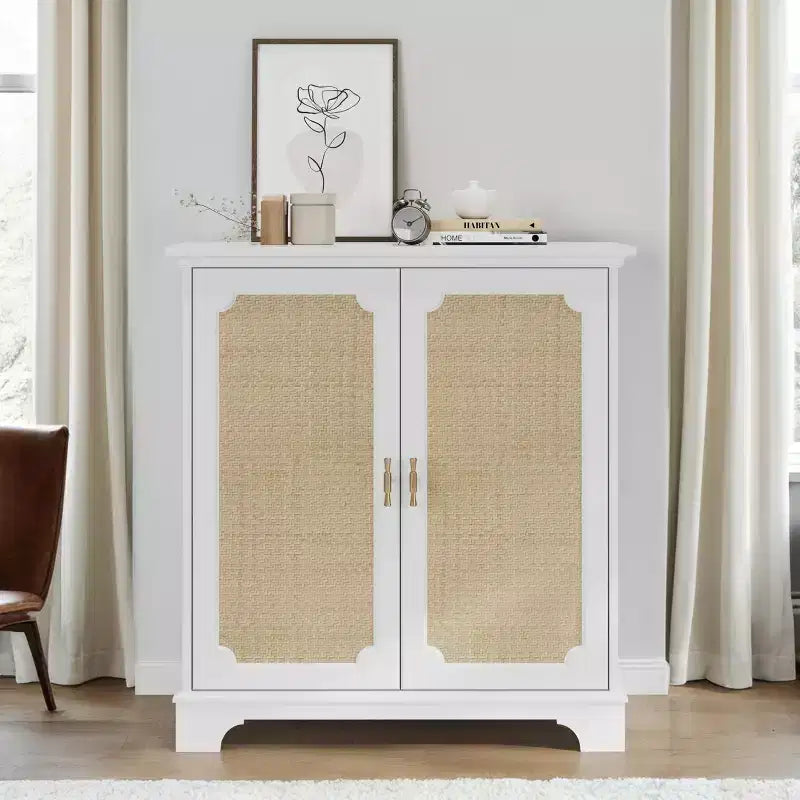 Okak Vintage Madia Credenza, Mobile Contenitore Decorativo con 2 Ante e Ripiani Regolabili, Tavolo Consolle per Cucina Soggiorno/Sala da Pranzo