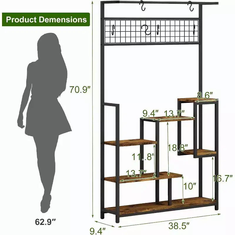 Portapiante, Scaffale in Metallo a 7 Livelli per Interni con Luci di Coltivazione - Espositore Multi-Livello per Piante, Decorazioni, Soggiorno