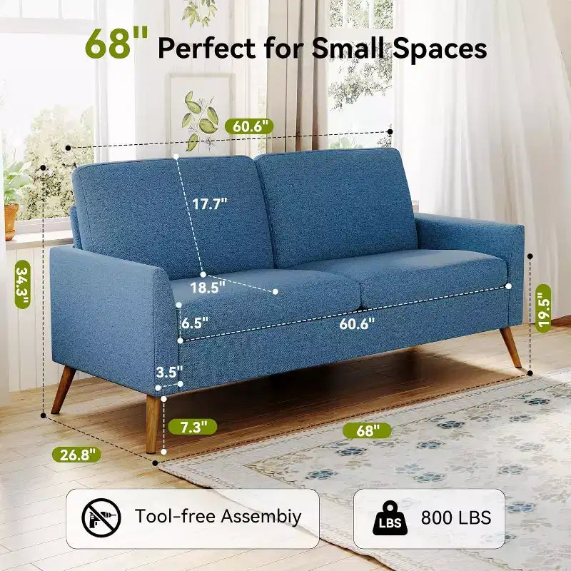 Dyonery 60 Divanetto, Comodo Divano Moderno di Metà Secolo per Soggiorno, Divanetti Piccoli con Montaggio Senza Attrezzi, per Camera da Letto Ufficio, Velluto a Coste - Beige