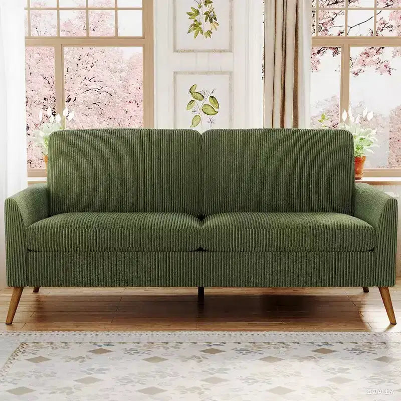 Dyonery 60 Divanetto, Comodo Divano Moderno di Metà Secolo per Soggiorno, Divanetti Piccoli con Montaggio Senza Attrezzi, per Camera da Letto Ufficio, Velluto a Coste - Beige