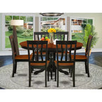 HomeStock Belmont 7 Piece, Pedestal Table Base, Oval Dining set, with Armless Chair, Black