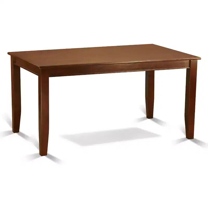Set da pranzo HomeStock Belmont 6 pezzi include un tavolo da pranzo rettangolare, quattro sedie Parson con tessuto Light Fawn e una panca, finitura mogano