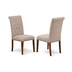 Set da pranzo HomeStock Belmont 6 pezzi include un tavolo da pranzo rettangolare, quattro sedie Parson con tessuto Light Fawn e una panca, finitura mogano
