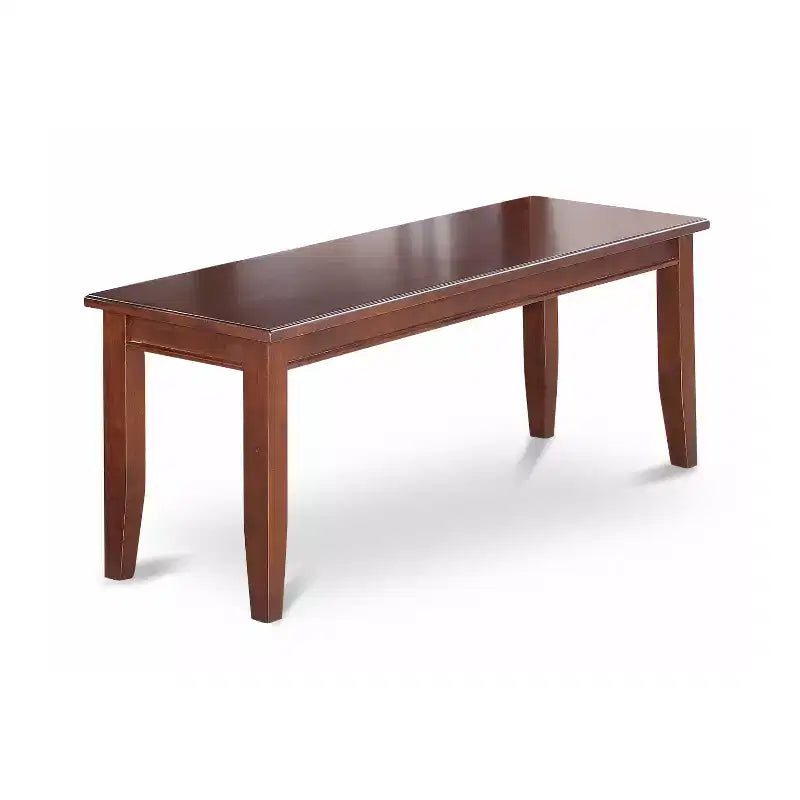 Set da pranzo HomeStock Belmont 6 pezzi include un tavolo da pranzo rettangolare, quattro sedie Parson con tessuto Light Fawn e una panca, finitura mogano