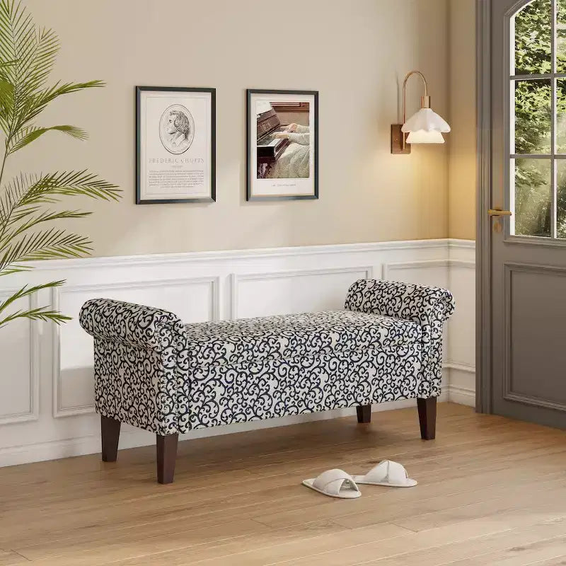 HL Arredamento per la Casa, Pouf contenitore con braccioli arrotolati