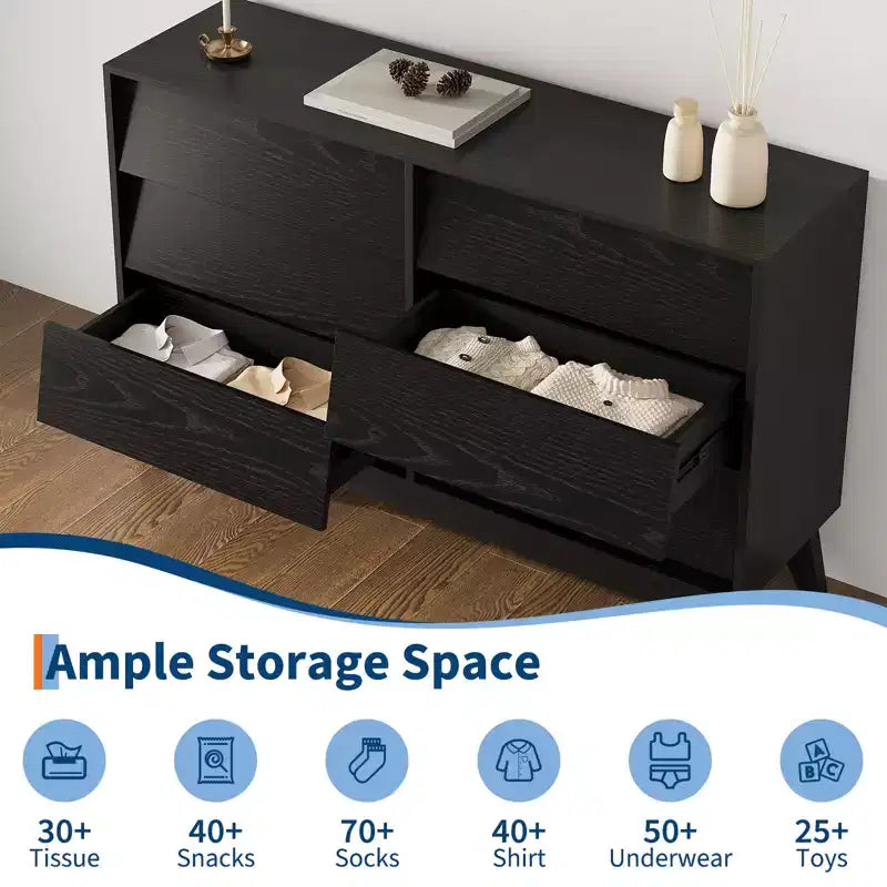 Cassettiera Inclinata in MDF a 6 Cassetti - Cassettiera Moderna, Mobile Contenitore per Casa, Mobile Contenitore per Ufficio, Comò per Camera da Letto, Design Salvaspazio