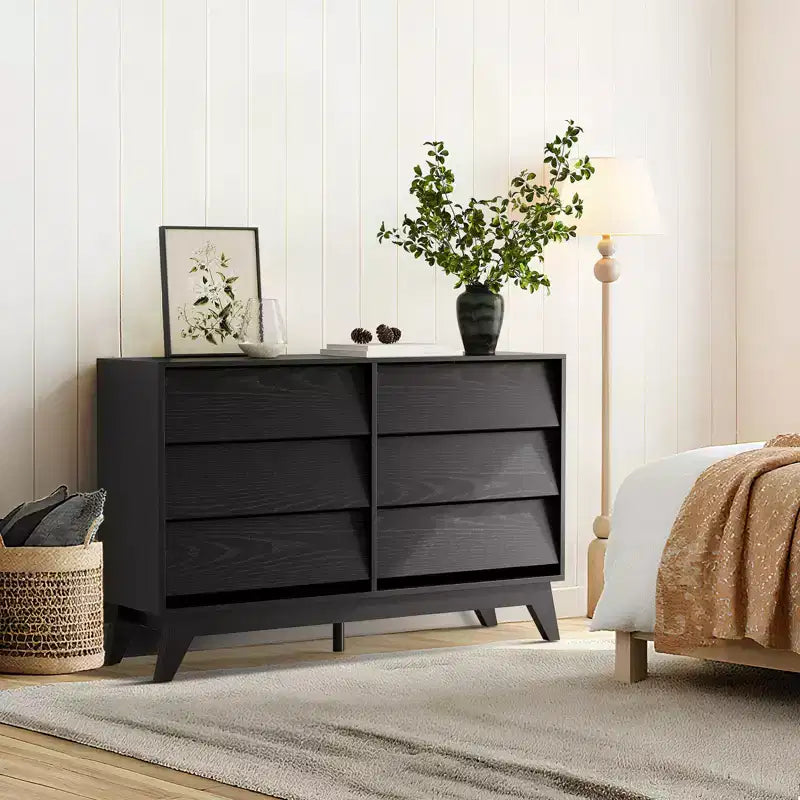 Cassettiera Inclinata in MDF a 6 Cassetti - Cassettiera Moderna, Mobile Contenitore per Casa, Mobile Contenitore per Ufficio, Comò per Camera da Letto, Design Salvaspazio