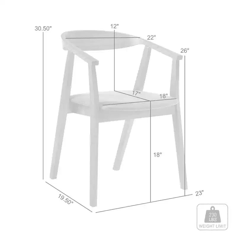Armen Living, Sedia da Pranzo in Legno Santana - Set da 2