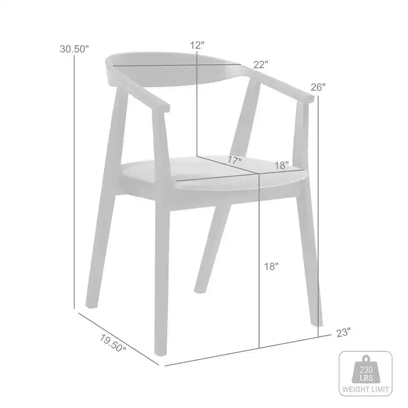 Armen Living, Sedia da Pranzo in Legno Santana - Set da 2