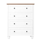 MAYEERTY Mobile Contenitore Moderno con 4 Cassetti Alto in Legno per Soggiorno Ingresso Bianco Avorio