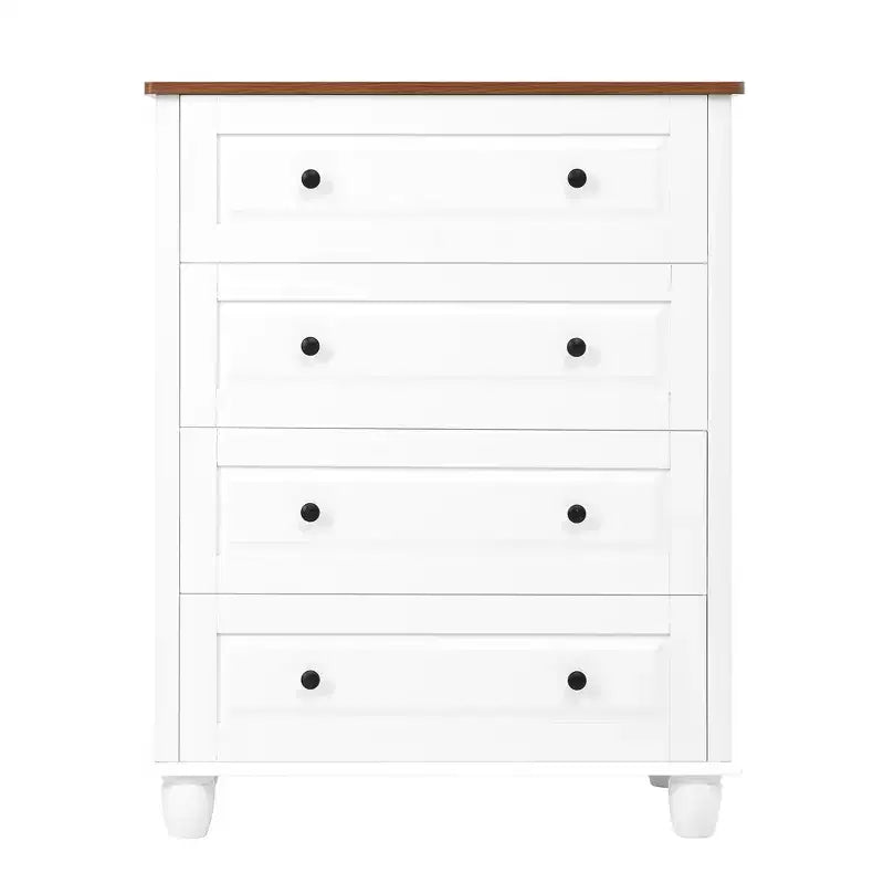 MAYEERTY Mobile Contenitore Moderno con 4 Cassetti Alto in Legno per Soggiorno Ingresso Bianco Avorio