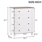 MAYEERTY Mobile Contenitore Moderno con 4 Cassetti Alto in Legno per Soggiorno Ingresso Bianco Avorio
