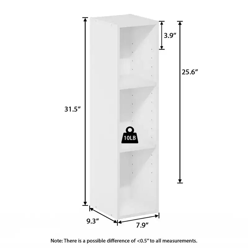 HOMLUX Libreria a 3 Ripiani Scaffale Aperto con Mensola Regolabile