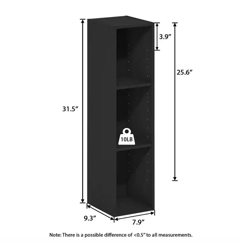HOMLUX Libreria a 3 Ripiani Scaffale Aperto con Mensola Regolabile