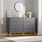 Comodino Moderno con Cassetti, Organizer per Armadio con Gambe in Metallo, Ampio Spazio e 5 Cassetti per Camera da Letto, Soggiorno, Corridoio