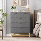 Comodino Moderno con Cassetti, Organizer per Armadio con Gambe in Metallo, Ampio Spazio e 5 Cassetti per Camera da Letto, Soggiorno, Corridoio