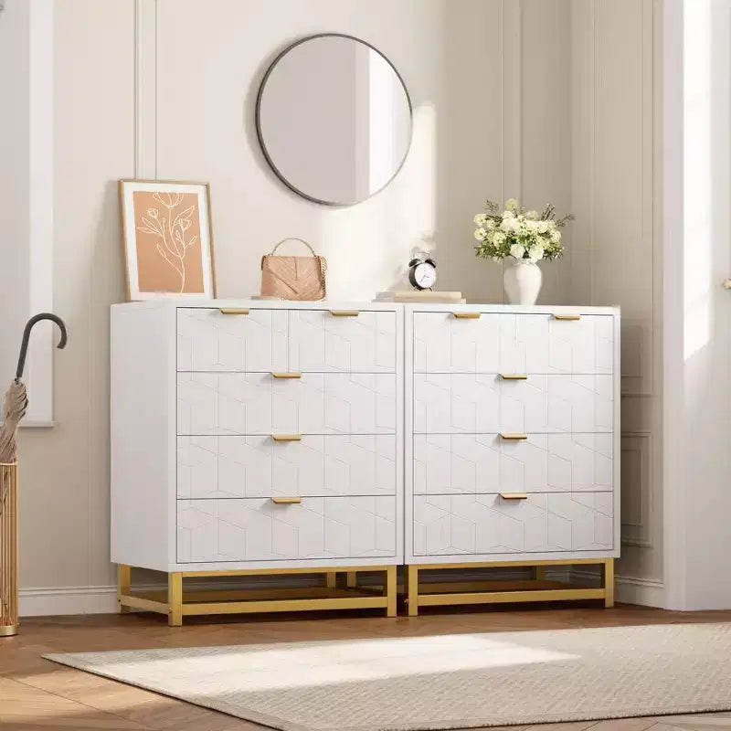Comodino Moderno con Cassetti, Organizer per Armadio con Gambe in Metallo, Ampio Spazio e 5 Cassetti per Camera da Letto, Soggiorno, Corridoio