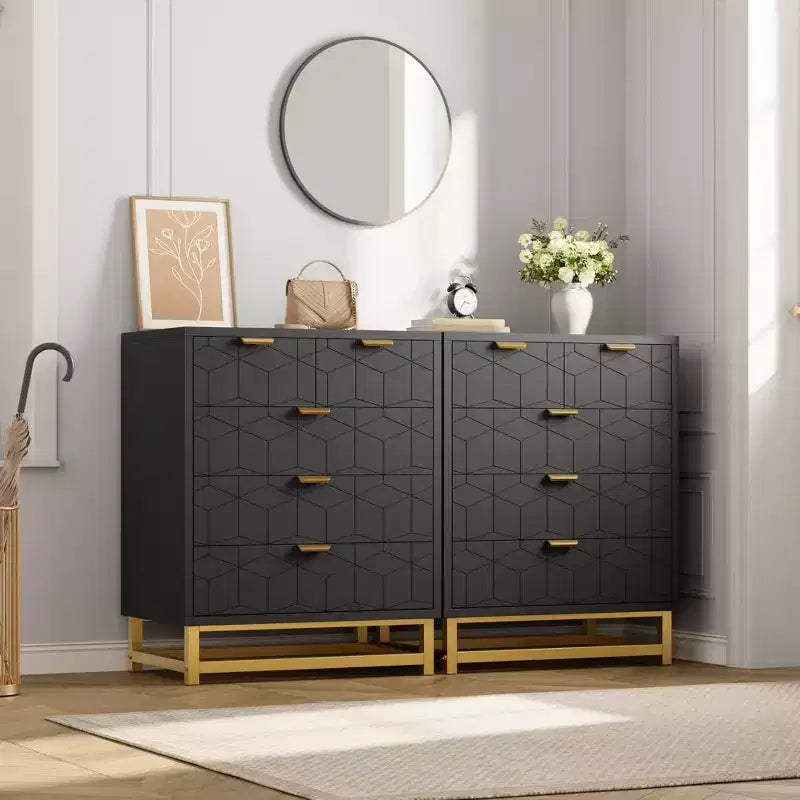 Comodino Moderno con Cassetti, Organizer per Armadio con Gambe in Metallo, Ampio Spazio e 5 Cassetti per Camera da Letto, Soggiorno, Corridoio