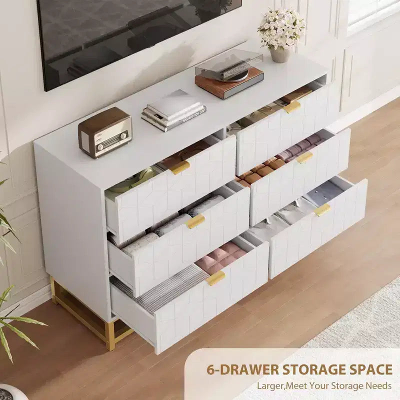 Comodino Moderno con Cassetti, Organizer per Armadio con Gambe in Metallo, Ampio Spazio e 5 Cassetti per Camera da Letto, Soggiorno, Corridoio
