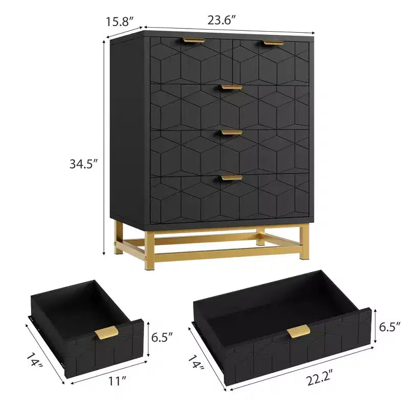 Comodino Moderno con Cassetti, Organizer per Armadio con Gambe in Metallo, Ampio Spazio e 5 Cassetti per Camera da Letto, Soggiorno, Corridoio