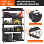 Scaffalatura da Garage a 5 Ripiani, Scaffali Metallici Regolabili da 2500 Libbre, Scaffalatura Resistente per Garage, Scaffale Industriale per Uso Generale