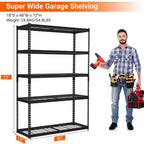 Scaffalatura da Garage a 5 Ripiani, Scaffali Metallici Regolabili da 2500 Libbre, Scaffalatura Resistente per Garage, Scaffale Industriale per Uso Generale