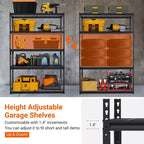 Scaffalatura da Garage a 5 Ripiani, Scaffali Metallici Regolabili da 2500 Libbre, Scaffalatura Resistente per Garage, Scaffale Industriale per Uso Generale