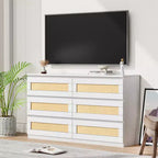 Comò a doppia cassettiera a 6 cassetti per camera da letto, cassettiera ampia e comò in stile Boho, organizer in legno per armadio, soggiorno, ingresso