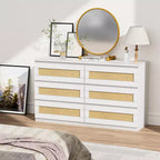 Comò a doppia cassettiera a 6 cassetti per camera da letto, cassettiera ampia e comò in stile Boho, organizer in legno per armadio, soggiorno, ingresso