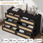 Comò a doppia cassettiera a 6 cassetti per camera da letto, cassettiera ampia e comò in stile Boho, organizer in legno per armadio, soggiorno, ingresso