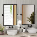 Specchio da bagno Pexfix con cornice in metallo e perno, regolabile a parete per un arredamento moderno