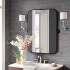 Specchio da bagno Pexfix con cornice in metallo e perno, regolabile a parete per un arredamento moderno