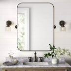 Specchio da bagno Pexfix con cornice in metallo e perno, regolabile a parete per un arredamento moderno