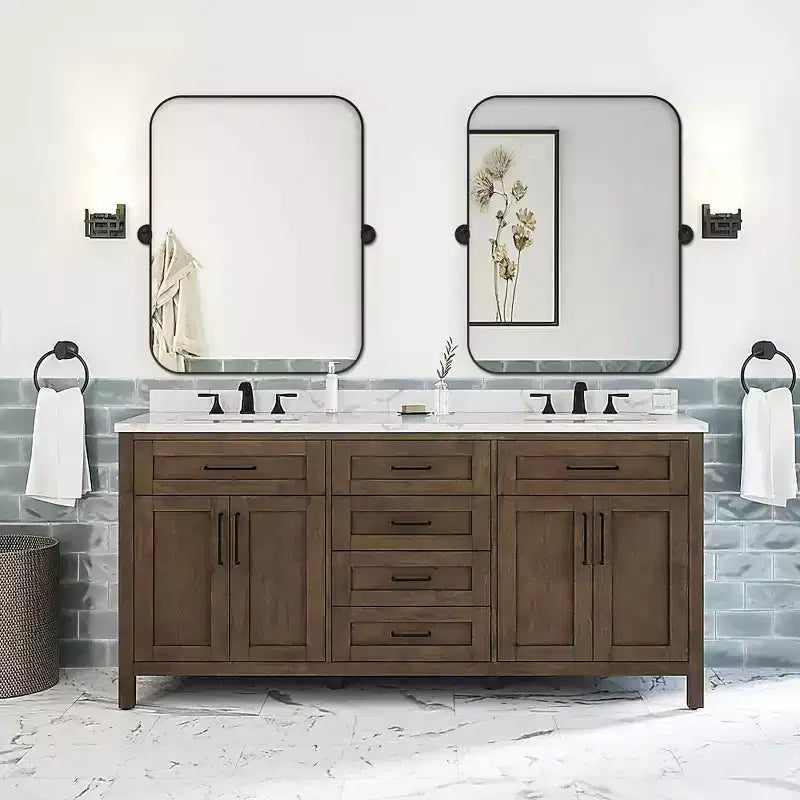 Specchio da bagno Pexfix con cornice in metallo e perno, regolabile a parete per un arredamento moderno