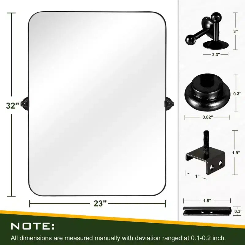 Specchio da bagno Pexfix con cornice in metallo e perno, regolabile a parete per un arredamento moderno