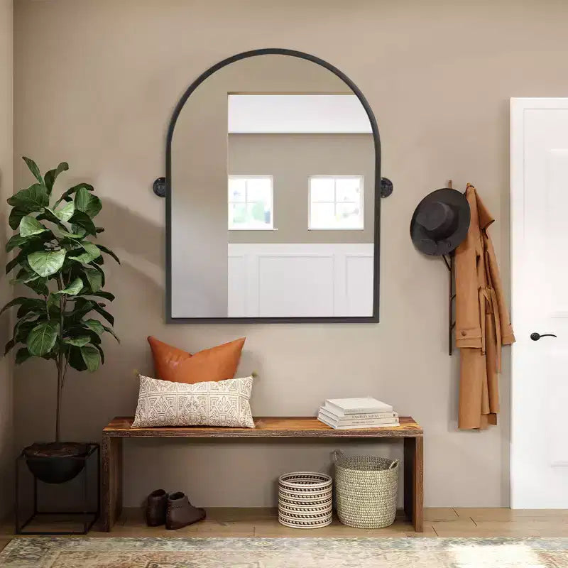 Specchio da bagno Pexfix con cornice in metallo e perno, regolabile a parete per un arredamento moderno