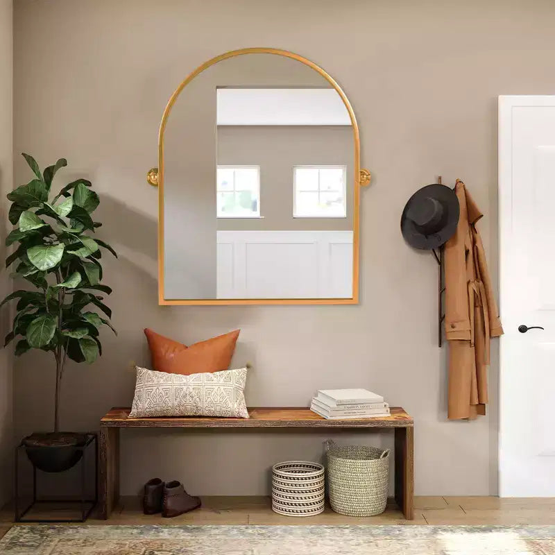 Specchio da bagno Pexfix con cornice in metallo e perno, regolabile a parete per un arredamento moderno