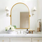 Specchio da bagno Pexfix con cornice in metallo e perno, regolabile a parete per un arredamento moderno
